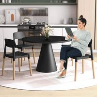 Costway Dining Side Chairs Set of 4 with Ergonomic Backrest Wide Seat & Sturdy Wooden Legs - Black - Back View