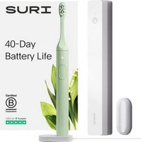 SURI - S1 Electric Toothbrush with UV Light Cleaning and Charging Case and Mirror Mount - Green