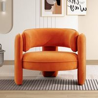 Bestier - Modern Stylish Club Velvet Accent Chair with Wide Seat Cushion - Orange