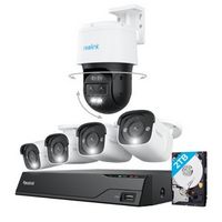 Reolink - 8 - Channel, 4 - Bullet 1 - Pan Tilt Auto Track Camera Indoor/Outdoor 4K+ 12MP PoE 2TB ...