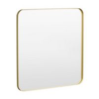 LOVMOR - Tempered Glass Rounded Rectangle Framed Wall-Mounted Bathroom Vanity Mirror - 36&quot; x 36&quot; ...