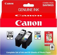 Canon - PG-295XL/CL-286XL High Yield Ink Cartridges (2-Pack) Combo with 20-Sheet Photo Paper (PP-...