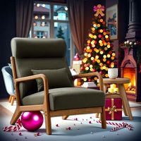 Bestier - Mid-Century Upholstered Accent Chair with Wooden Frame and High Back, Pillow, and Waist...
