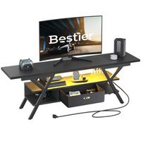 Bestier 70" TV Stand with Power Outlets and LED Lighting Suitable for TVs up to 75" Gaming Entert...