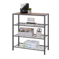 TRINITY - 4-Tier Shoe Rack w/Console Top | - Dark Gray