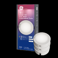 GE - Cync Reveal Smart LED Undercabinet Puck Lights 3in (3 Pack) - Color Changing - White