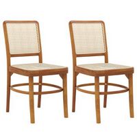 Costway Set of 2 Boho Dining Chairs with Teak Wood Structure & Footrests for Indoor Use - Natural