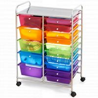 Costway - 15 Drawer Rolling Storage Cart Scrapbook Paper Office School Organizer - Multicolor