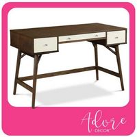 Adore Decor - Sutton Mid-Century Modern Wood 3-Drawer Writing Desk - Dark Brown