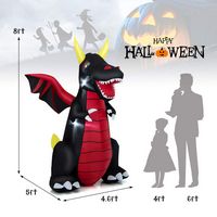 Costway - 8 FT Halloween Inflatable Fire Dragon Giant Blow up Decoration with LED Lights - Black/Red