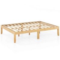 Costway Full Size Wooden Platform Bed Frame 14" with Rubber Wood Legs Under-bed Storage - Natural