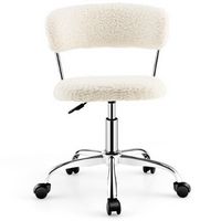 Costway - Swivel Adjustable Faux Fur Computer Desk Chair - White