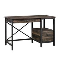 Sauder - Steel River Collection Rustic 2-Drawer Workstation - Carbon Oak