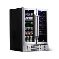 NewAir - 24&quot; Built-in Dual Zone 18 Bottle and 58 Can Wine and Beverage Fridge with French Doors &amp;...