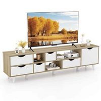 TV Stand for TVs up to 65" with Storage 5 Drawers & 3 Open Shelves for Bedroom