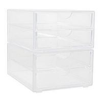 Martha Stewart - Brody Clear Plastic Desktop Storage with 2 Half Moon Opening Pullout Drawers-2 P...