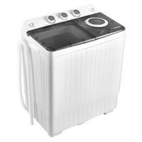 Costway - 26 lb. Portable Semi-Automatic Twin Tub Washing Machine with Drain Pump - Gray and White