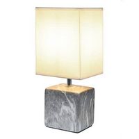 Simple Designs - Petite Marbled Ceramic Table Lamp with Fabric Shade - Black base/White shade