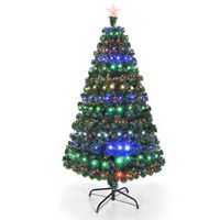Costway - 5ft Pre-Lit Christmas Tree Fiber Optic Multicolor LED Lights - Green