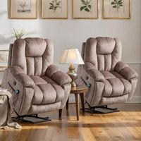 Bestier Set of 2 40.6 in. W Oversize Power Lift Recliner Chair with Massage and Heating - Light B...