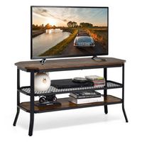 3-tier TV Stand Console Table Media Entertainment Center w/Mesh Storage Shelf