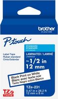 Brother - P-touch TZe-231, Durable Laminated Black Print on White Label Tape, ~1/2in x 26.2ft (12...