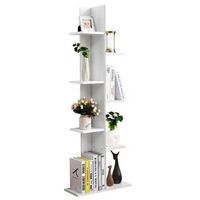 Costway - Open Concept Bookshelf Plant Display Shelf Rack Storage Holder Wooden - White