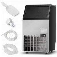 Costway Built-In Stainless Steel Commercial 110Lbs/24H Ice Maker Portable Ice Machine - Black