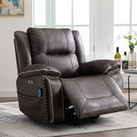 Bestier Faux Leather Manual Recliner with Massage and Heating - Grey