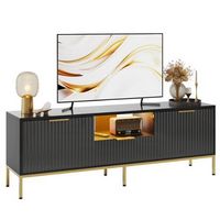 Bestier 55" Fluted Gaming TV Stand for 60" TV Sleek Media Console with Wave-Patterned Buffet Cabi...