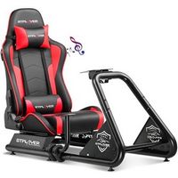 GTPlayer - Racing Simulator Cockpit with Seat and Bluetooth Speakers Sim Racing Cockpit - Red