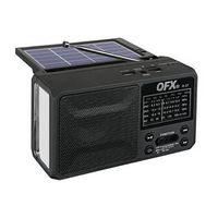 QFX - Portable Solar Rechargeable 6-Band Radio with Bluetooth and Flashlight and AM/FM/SW - Black