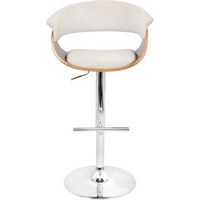 LumiSource - Vintage Mod Polyester Fabric Barstool - Walnut/Cream