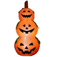 Costway - 5 Ft  Halloween Inflatable 3-Pumpkin Stack Blow Up Pumpkin Ghost Yard Decoration - Orange