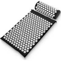 Sharper Image - Acupressure Mat & Pillow with Travel Bag - Black