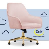 Serta - Chloe Soft Velvet Modern Home Office Chair - Blush Pink - Polished Gold Base