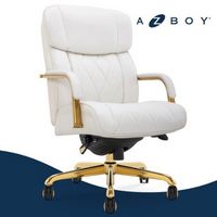 La-Z-Boy - Symphony Executive Mid-Back Bonded Leather Office Chair - White and Gold