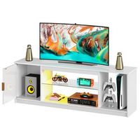 Bestier 57" Gaming TV Stand with Adjustable Shelves LED-Lit TV Console for 65-Inch TVs with Cabin...