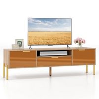 Costway Mirrored TV Stand for TV up to 65" Modern TV Console Table with Spacious Tabletop - Brown