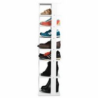 Costway - Wooden Shoes Storage Stand 7 Tiers Shoe Rack Organizer Multi-shoe Rack Shoebox - White