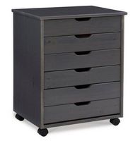 Linon Home Décor - Monte Wide Six-Drawer Rolling Storage Cart - Gray