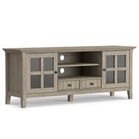 Simpli Home - Acadian SOLID WOOD 60 inch Wide Transitional TV Media Stand in Distressed Grey For ...