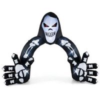 Costway - 10.2 x 8.7 ft Halloween Inflatable Grim Reaper Archway LED Lighted Skeleton Archway - B...