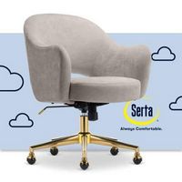 Serta - Mia Retro-Modern Soft Velvet Upholstery Ergonomic Home Office Chair - Stoneware Beige