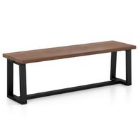 Costway - 56.5"L Large Wood Dining Bench with Metal Frame Adjustable Footpads for Kitchen - Coffee