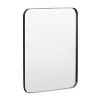 LOVMOR - Tempered Glass Rounded Rectangle Framed Wall-Mounted Bathroom Vanity Mirror - 28&quot; x 36&quot; ...
