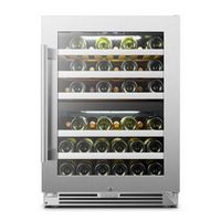 LanboPro - 24 in. 44 Bottle Seamless Stainless Steel Dual Zone Wine Refrigerator with Ultra-Quiet...
