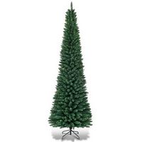 Costway - 9Ft PVC Artificial Pencil Christmas Tree Slim Stand - Green