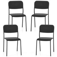 Costway Modern Dining Chairs Set of 4 with Tilted Backrest & Sturdy Metal Legs Plastic - Black