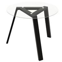 Costway 36" Round Glass Dining Table for 4 with Tempered Glass Tabletop Rubber Wood Frame - Black